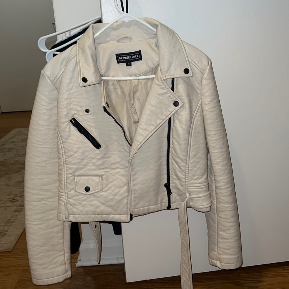 Members Only white leather jacket